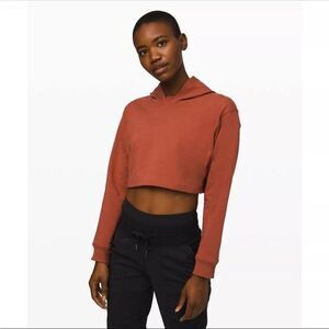 Lululemon All Yours cropped crop sweatshirt hoodie hooded clay rust 6 small 4